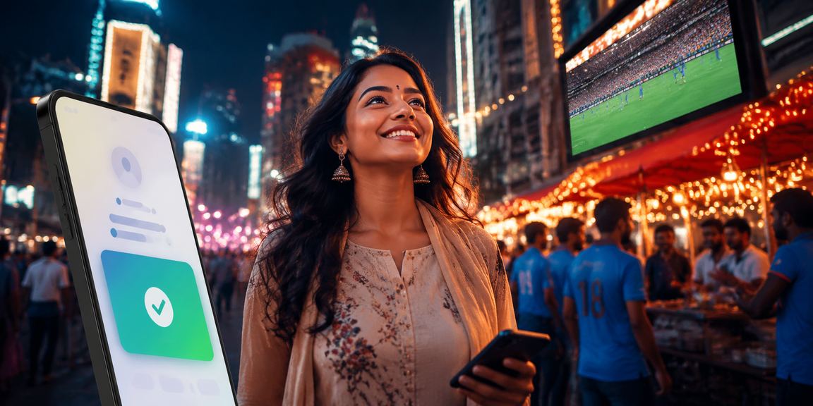 Indian player using a smartphone for slot machine betting
